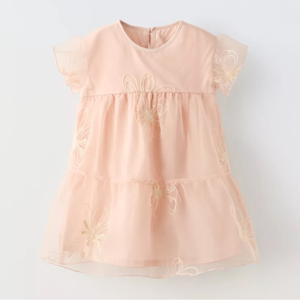 Zara Floral Tulle Pink Dress REF. 1125/331